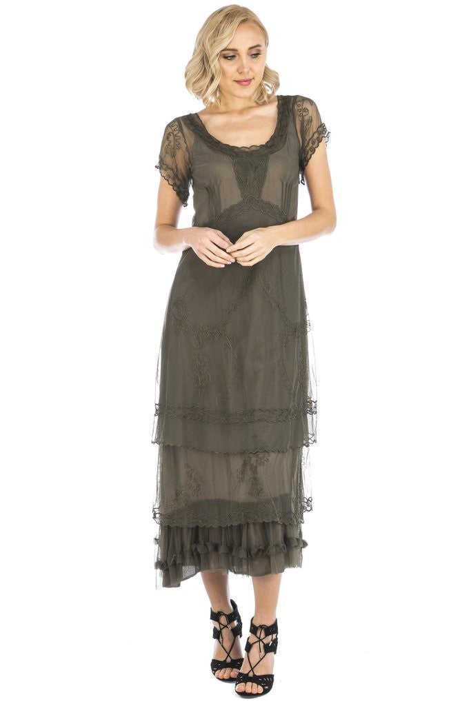Arrianna CL-169 Vintage Style Party Dress in Olive by Nataya