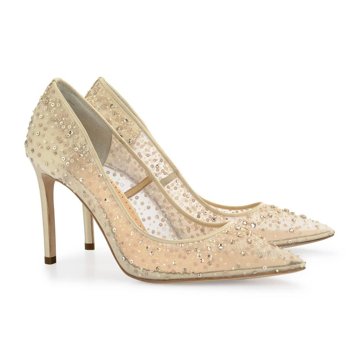 Elsa Sequin Embellished Heels in Nude