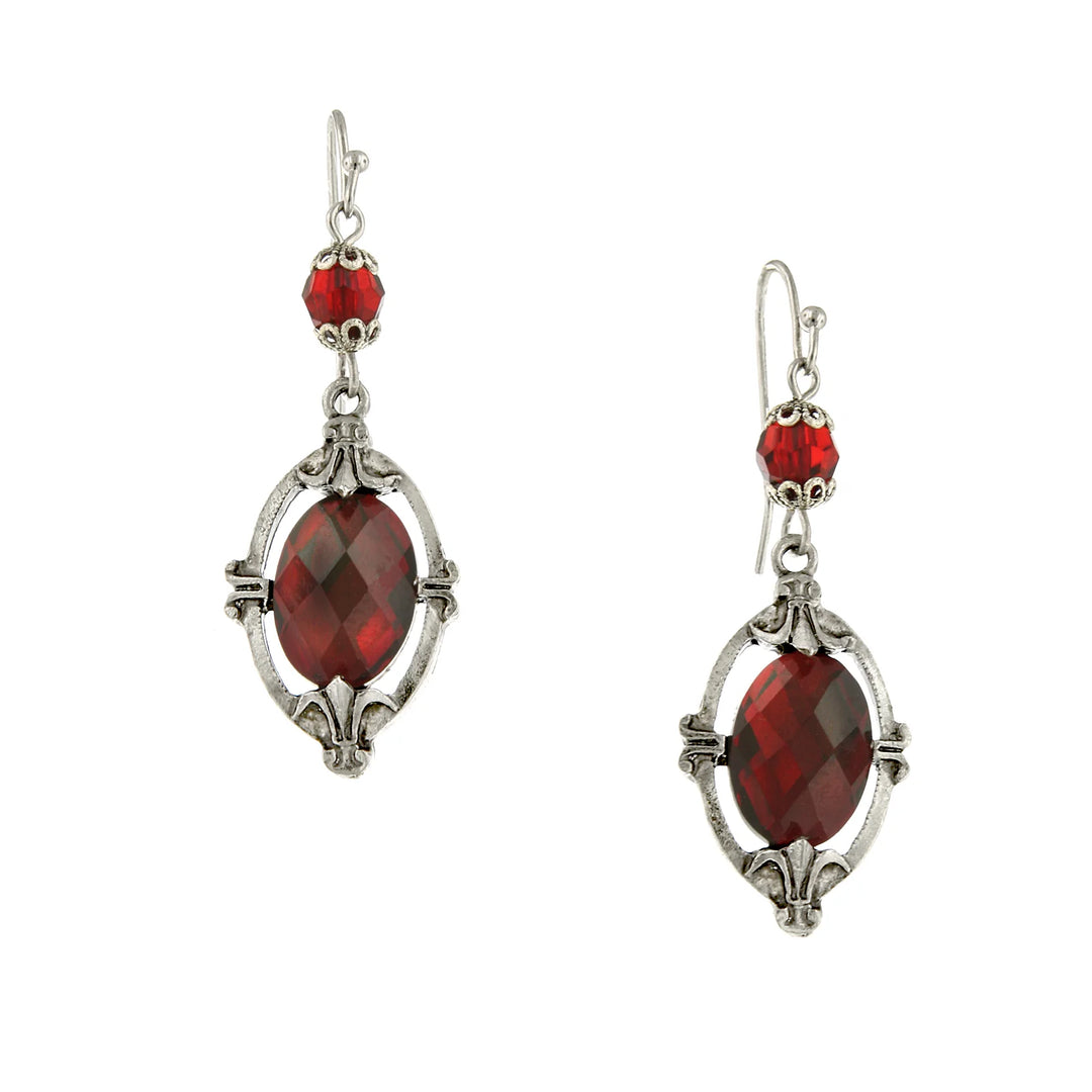 Siam Red Oval Drop Earrings