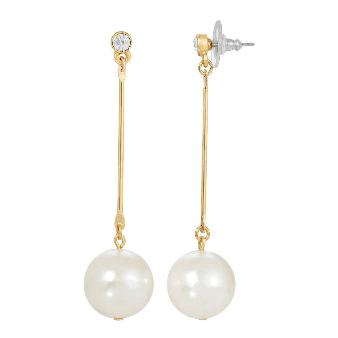 Classic Linear Faux Pearl Drop Earrings