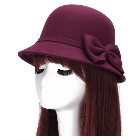 Elise 1920s Vintage Style Cloche Hat in Wine Red