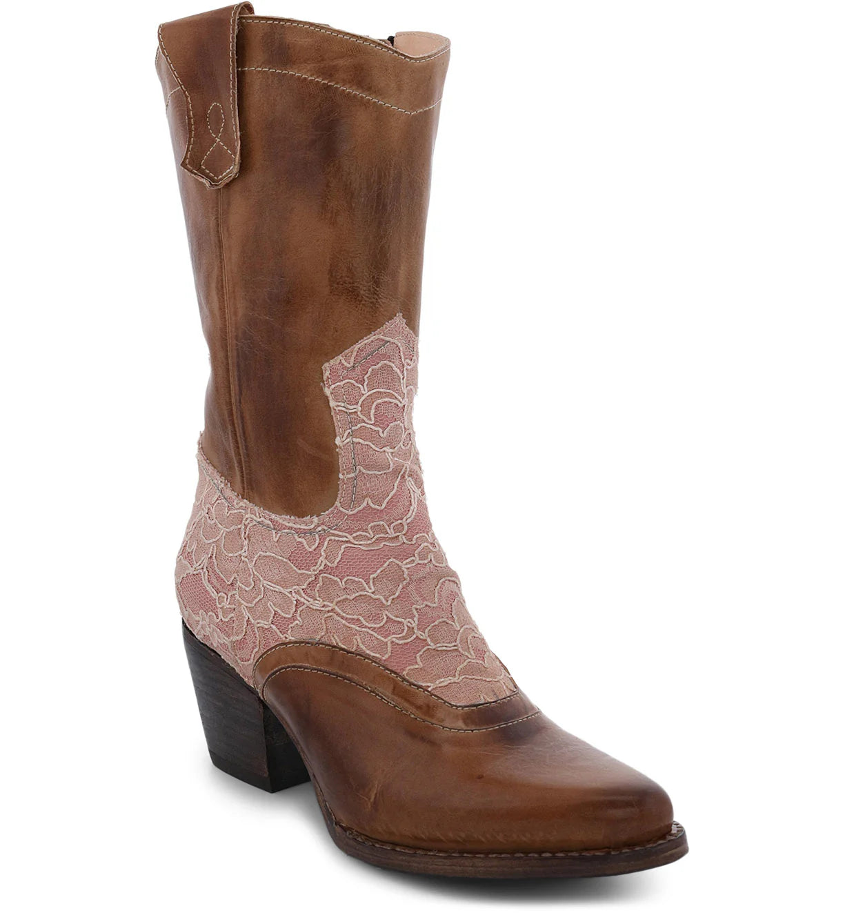 Basanti Mid-Calf Cowgirl Wedding Boots in Tan Rustic