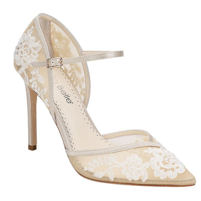 Claudia Lace Wedding Heels in Nude