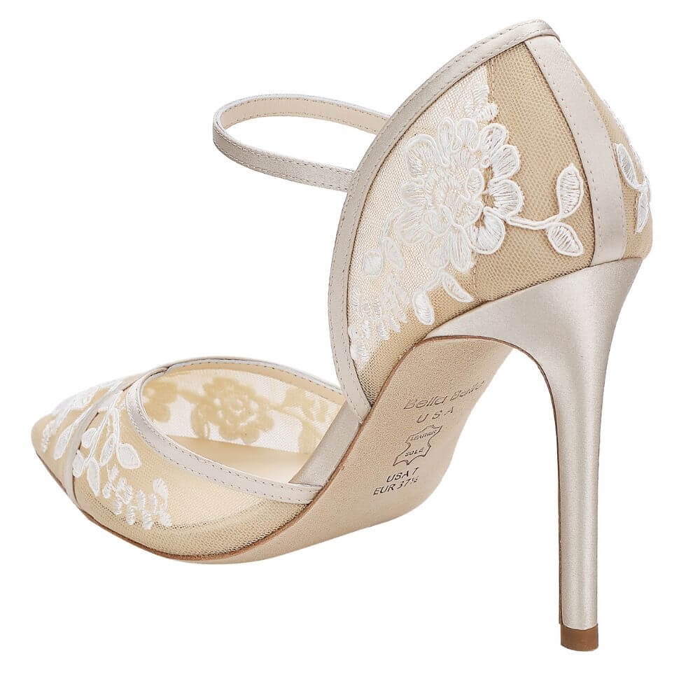 Claudia Lace Wedding Heels in Nude