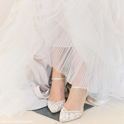 Claudia Lace Wedding Heels in Nude