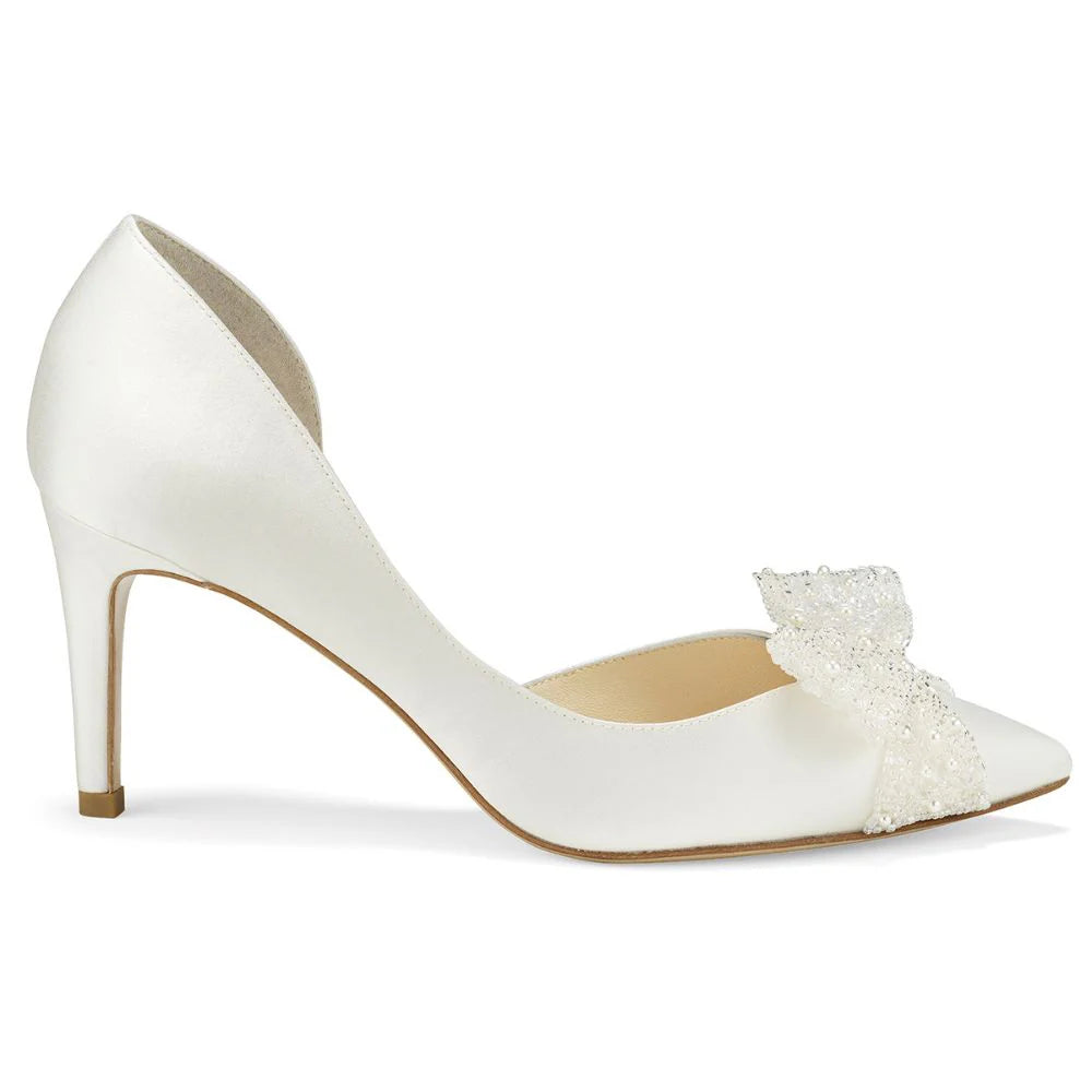 Dorothy Wedding Heels with Bow in Ivory