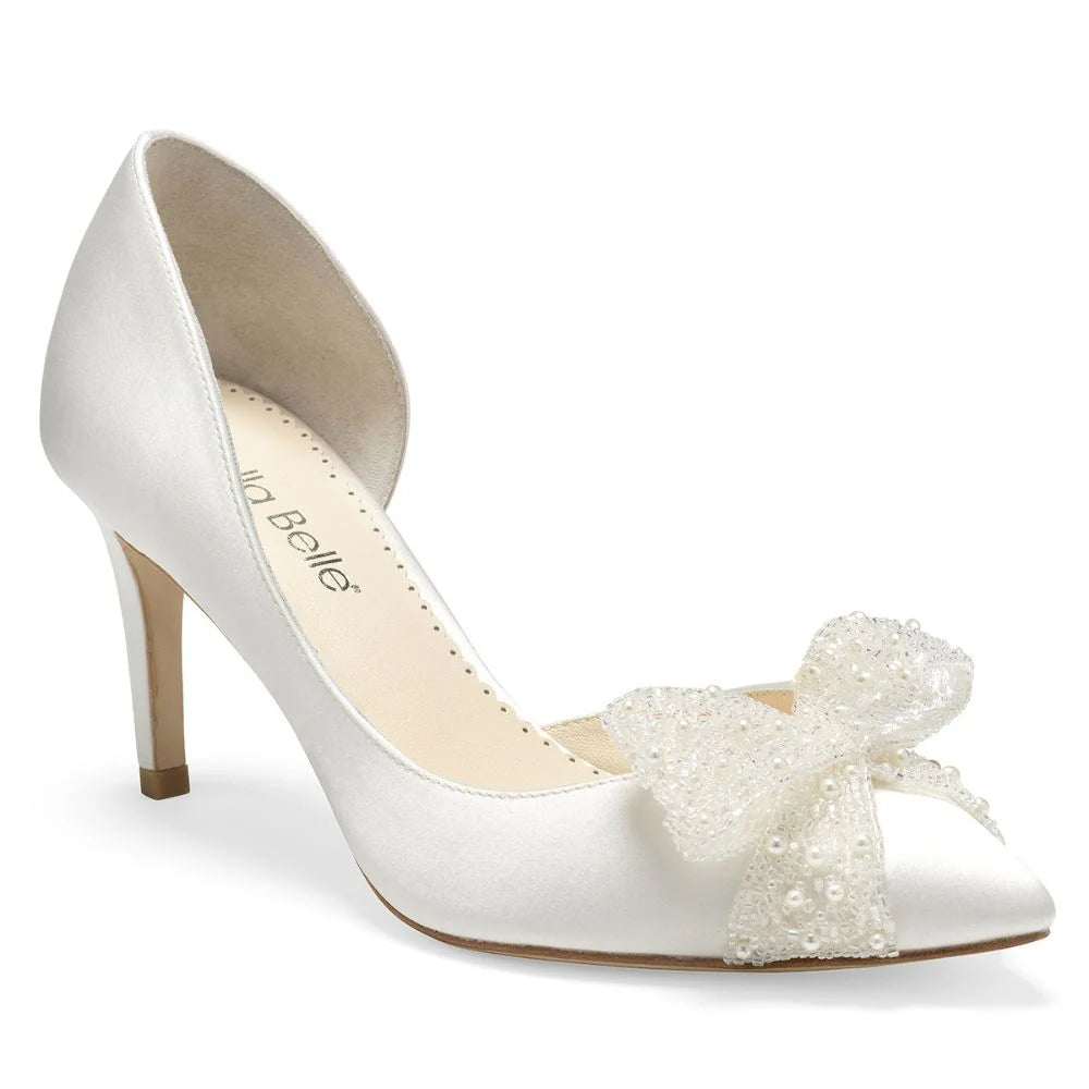 Dorothy Wedding Heels with Bow in Ivory