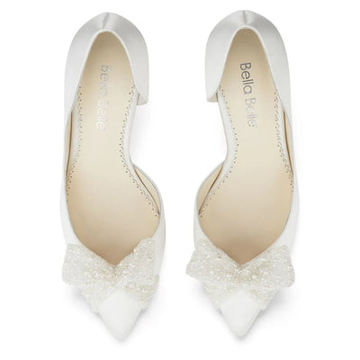 Dorothy Wedding Heels with Bow in Ivory