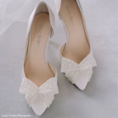 Dorothy Wedding Heels with Bow in Ivory