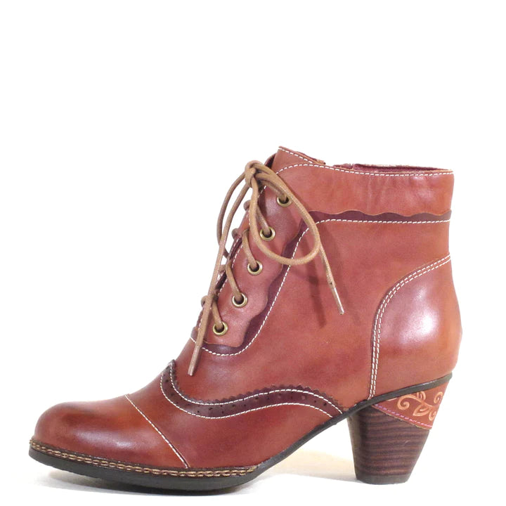 Gemma Victorian Style Booties in Tan