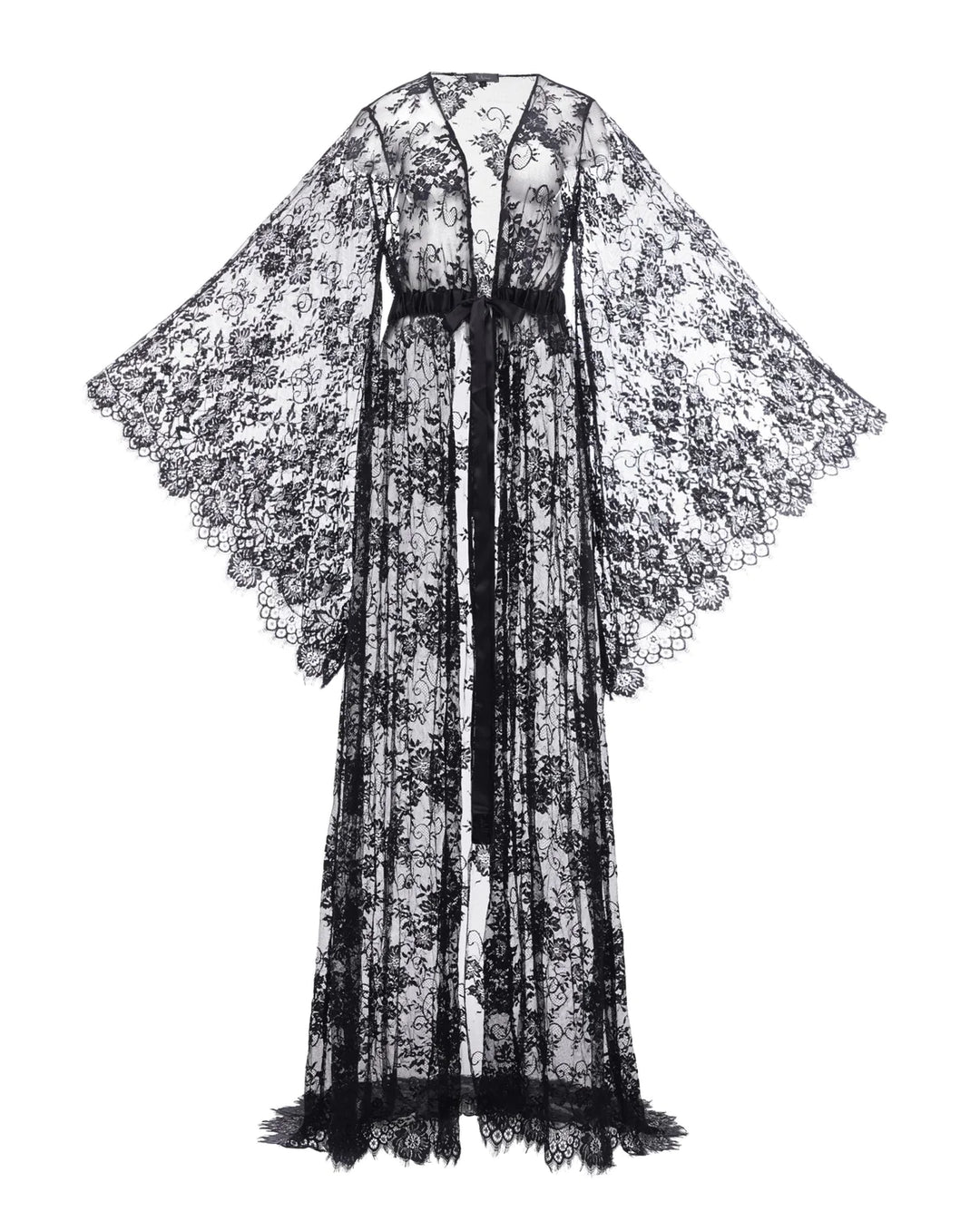 La Nuit Noire Long Lace Sheer Robe