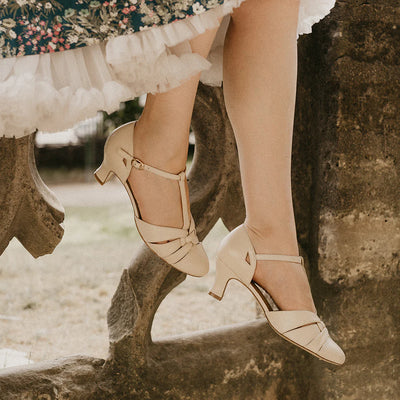 Montpellier 1920s Style Heels in Cream