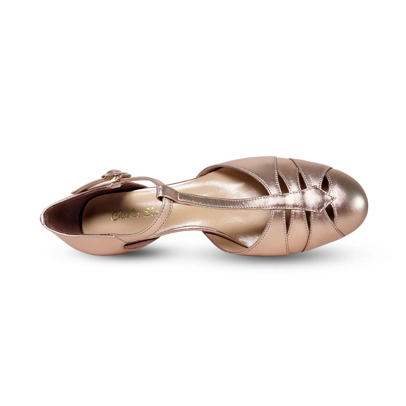 Monaco 1920s Style T-Bar Heels in Rose Gold