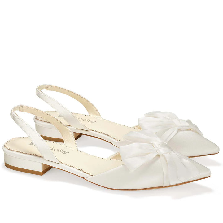 Reilly Bridal Slingback Flats in Ivory