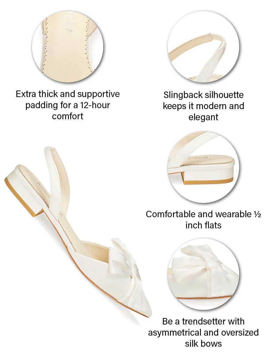 Reilly Bridal Slingback Flats in Ivory