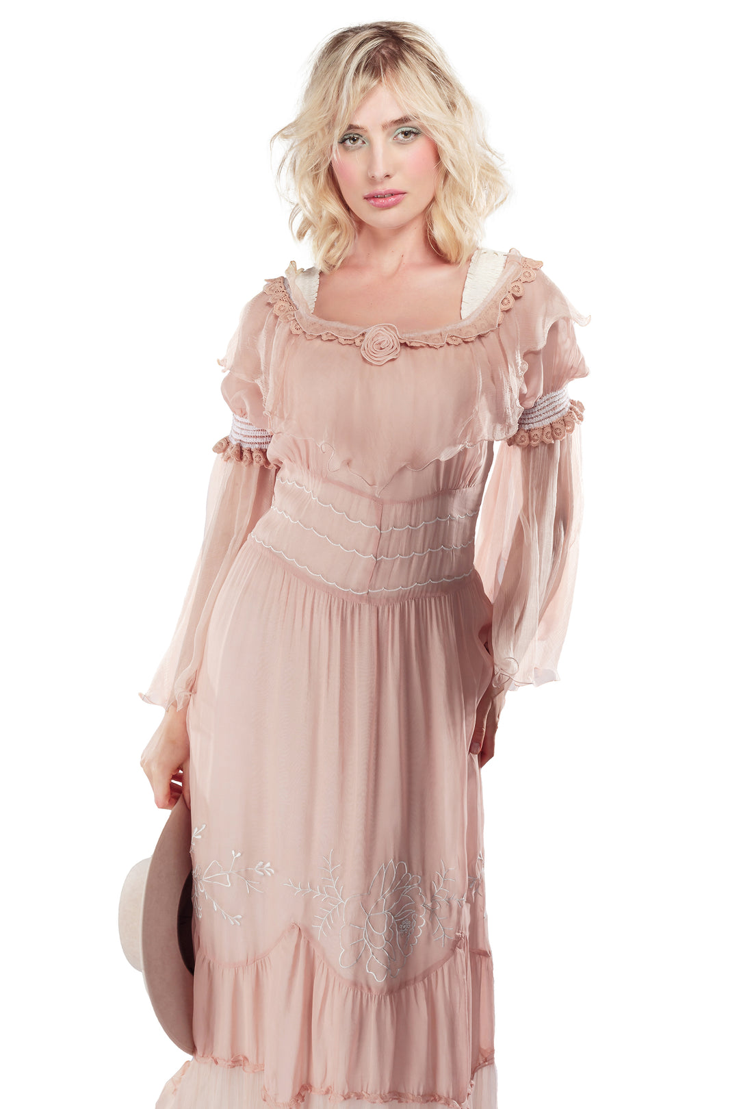 Lila Country Boho Wedding Dress in Dusty Rose by Nataya