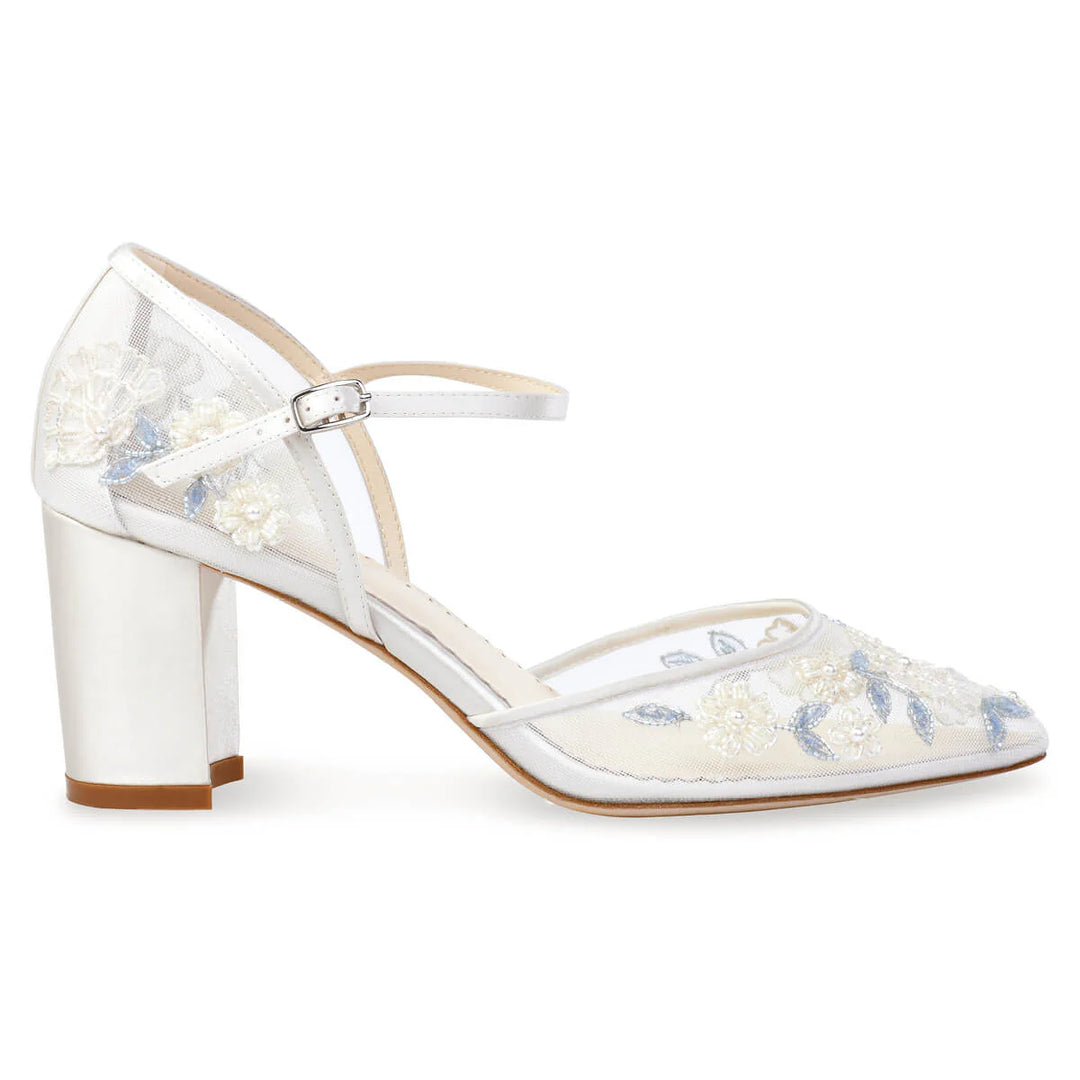 Vivian Block Heel Ivory Wedding Shoes in Ivory