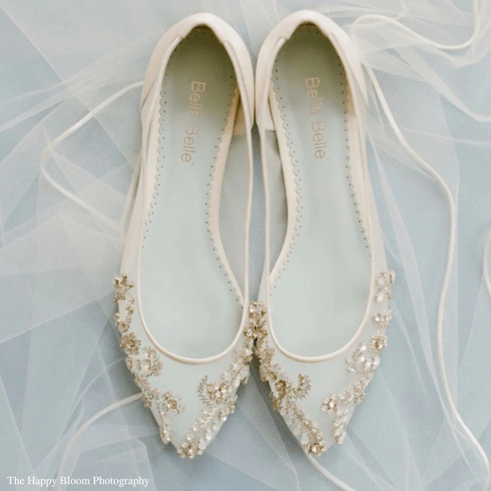 Willow Vintage Inspired Bridal Flats in Ivory