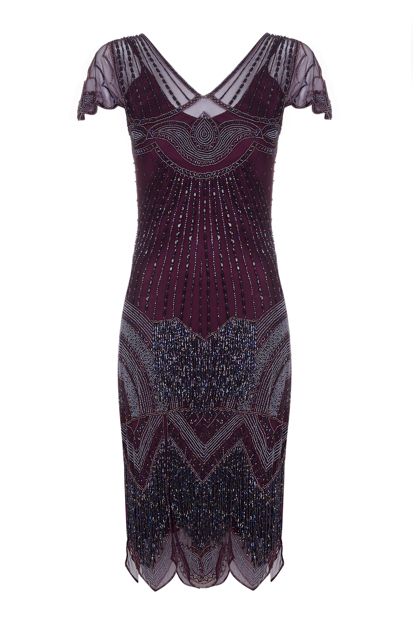 1920s Cocktail Party Dress in Purple Plum