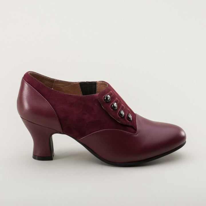 Greta Retro Side-Button Shoes in Garnet - SOLD OUT