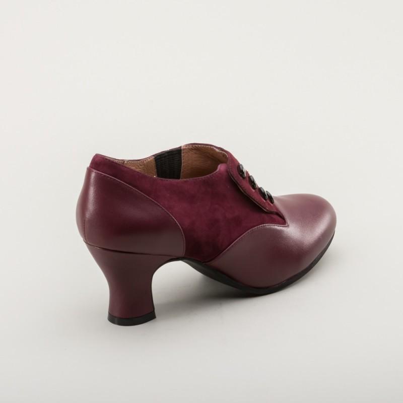 Greta Retro Side-Button Shoes in Garnet - SOLD OUT