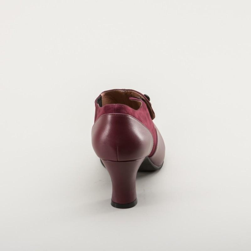 Greta Retro Side-Button Shoes in Garnet - SOLD OUT