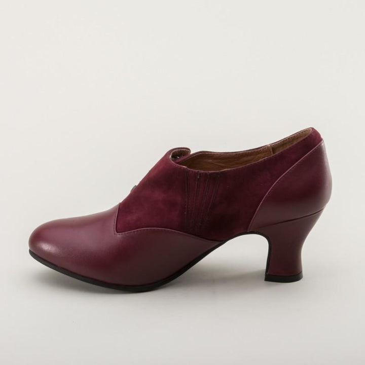 Greta Retro Side-Button Shoes in Garnet - SOLD OUT