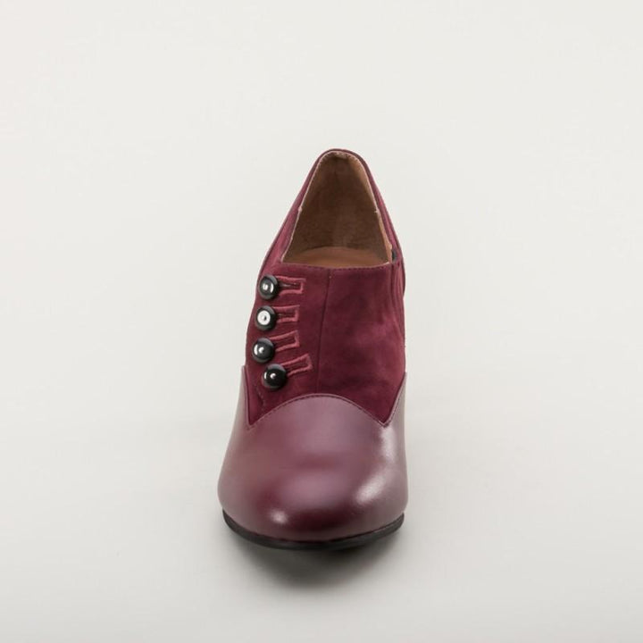 Greta Retro Side-Button Shoes in Garnet - SOLD OUT