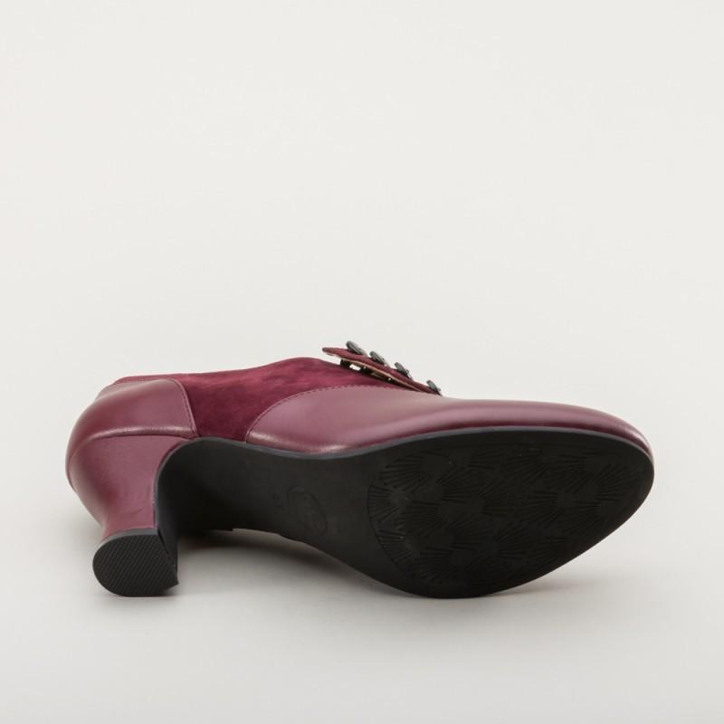 Greta Retro Side-Button Shoes in Garnet - SOLD OUT