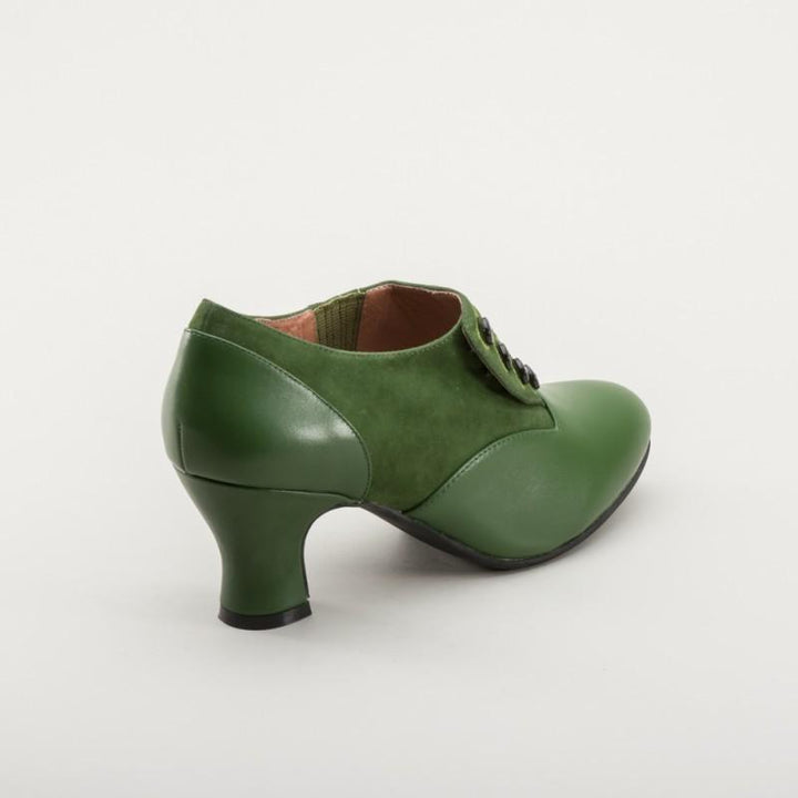 Greta Retro Side-Button Shoes in Green - SOLD OUT