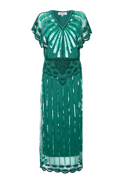 Gatsby Style Maxi Dress in Teal