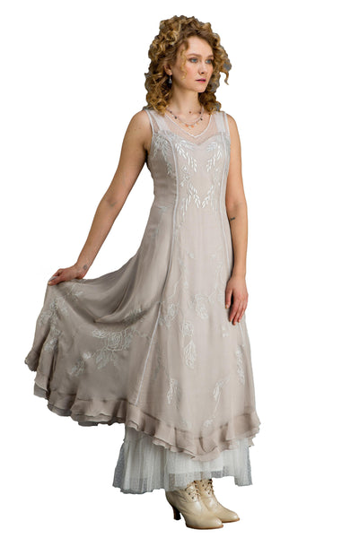 Vintage Inspired Wedding Gown in Silver-Grey by Nataya