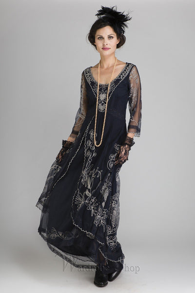 Downton Abbey Tea Party Gown in Sapphire by Nataya