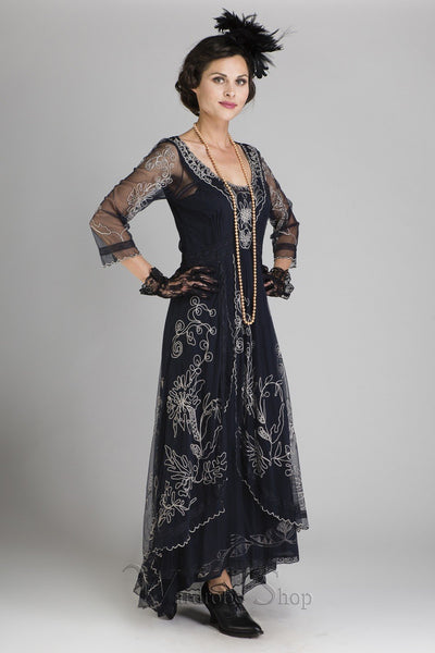 Downton Abbey Tea Party Gown in Sapphire by Nataya