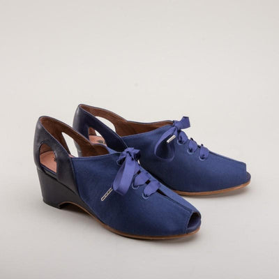 Daphne Retro Wedge Sandals in Navy - SOLD OUT