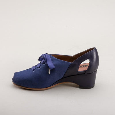 Daphne Retro Wedge Sandals in Navy - SOLD OUT