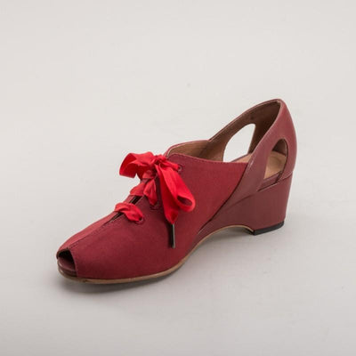 Daphne Retro Wedge Sandals in Red - SOLD OUT