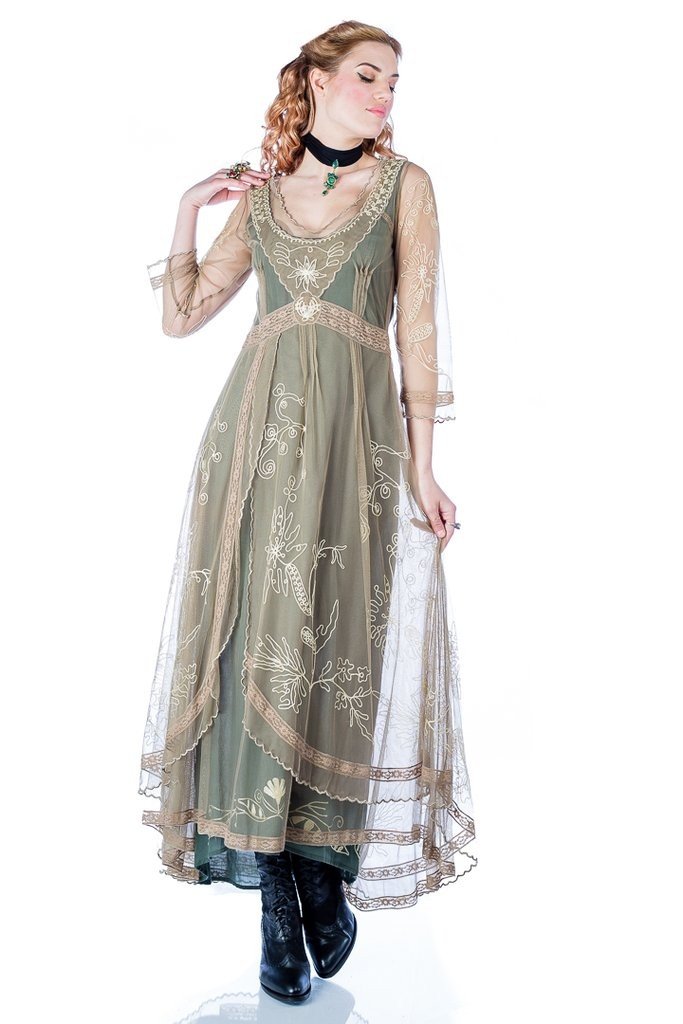 Downton Abbey Tea Party Gown 40163 in Sage by Nataya