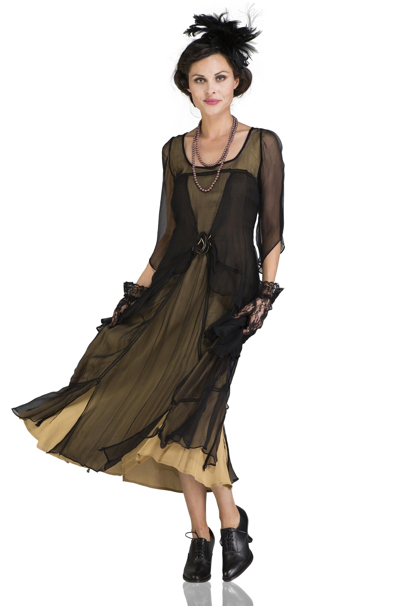 Great Gatsby Party Dress in Black Gold by Nataya