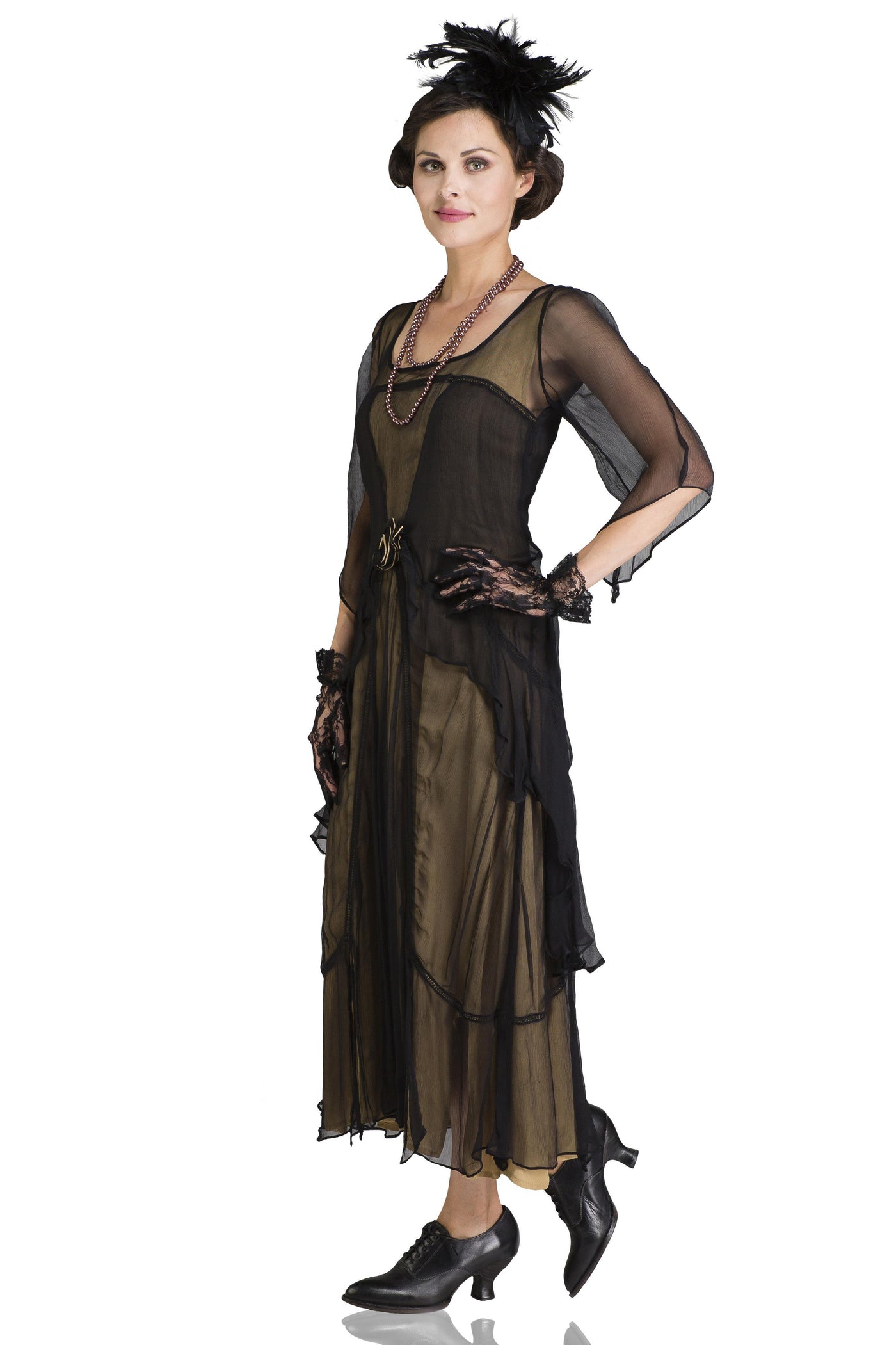 Great Gatsby Party Dress in Black Gold by Nataya