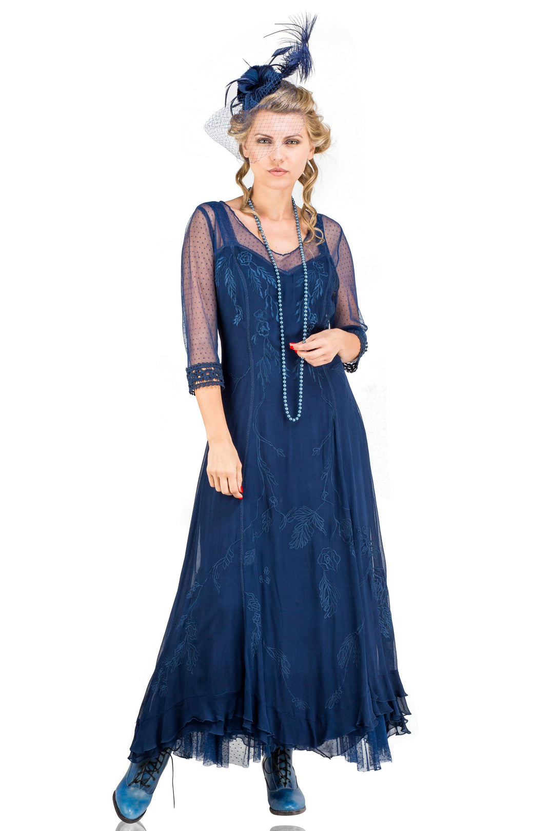 Celine Vintage Style Wedding Gown CL-068 in Royal Blue by Nataya