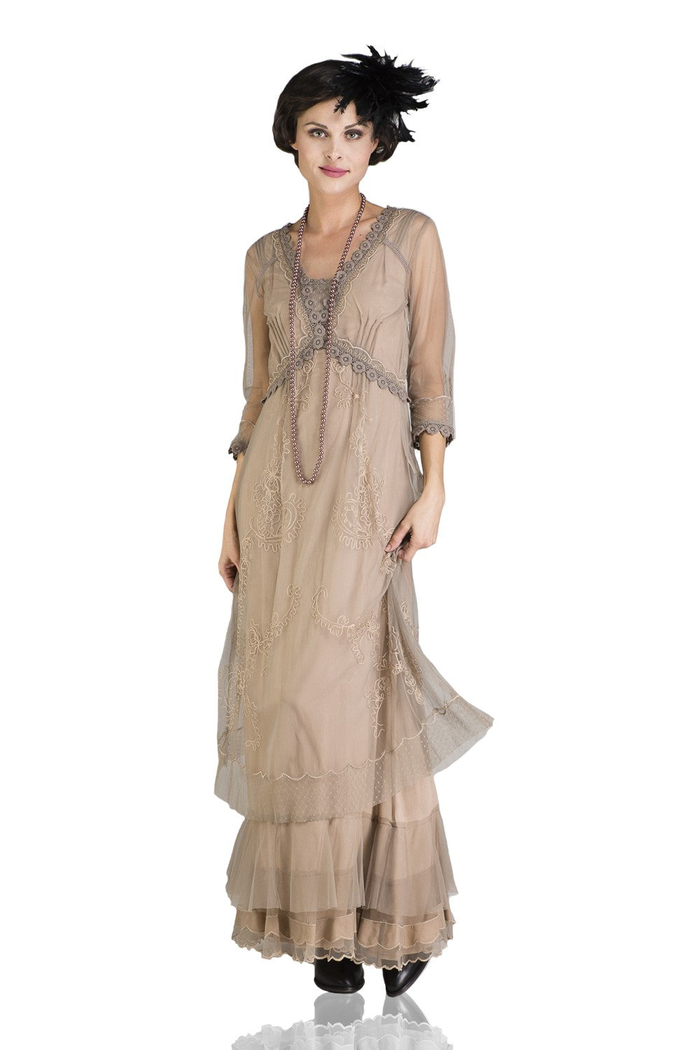 Audrey Vintage Style Party Gown CL-407 in Sand by Nataya