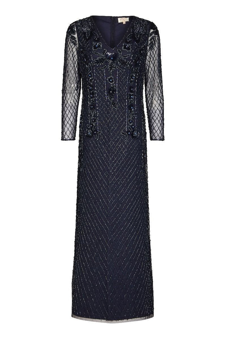 Jill 1920s Maxi Dress in Navy