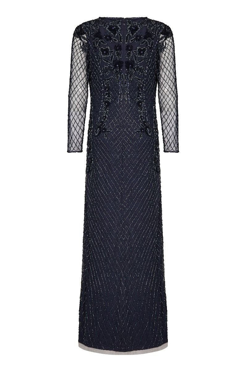 Jill 1920s Maxi Dress in Navy