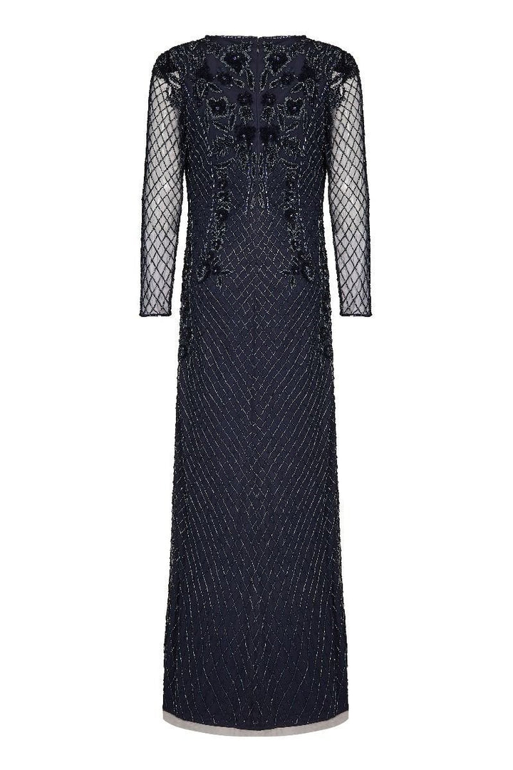 Jill 1920s Maxi Dress in Navy