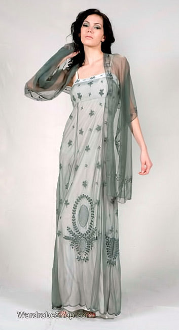 Empire Style Party Dress in Silver-Ivory by Nataya - SOLD OUT