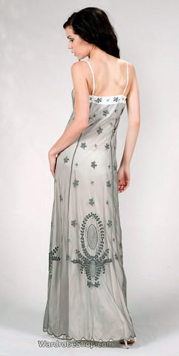 Empire Style Party Dress in Silver-Ivory by Nataya - SOLD OUT