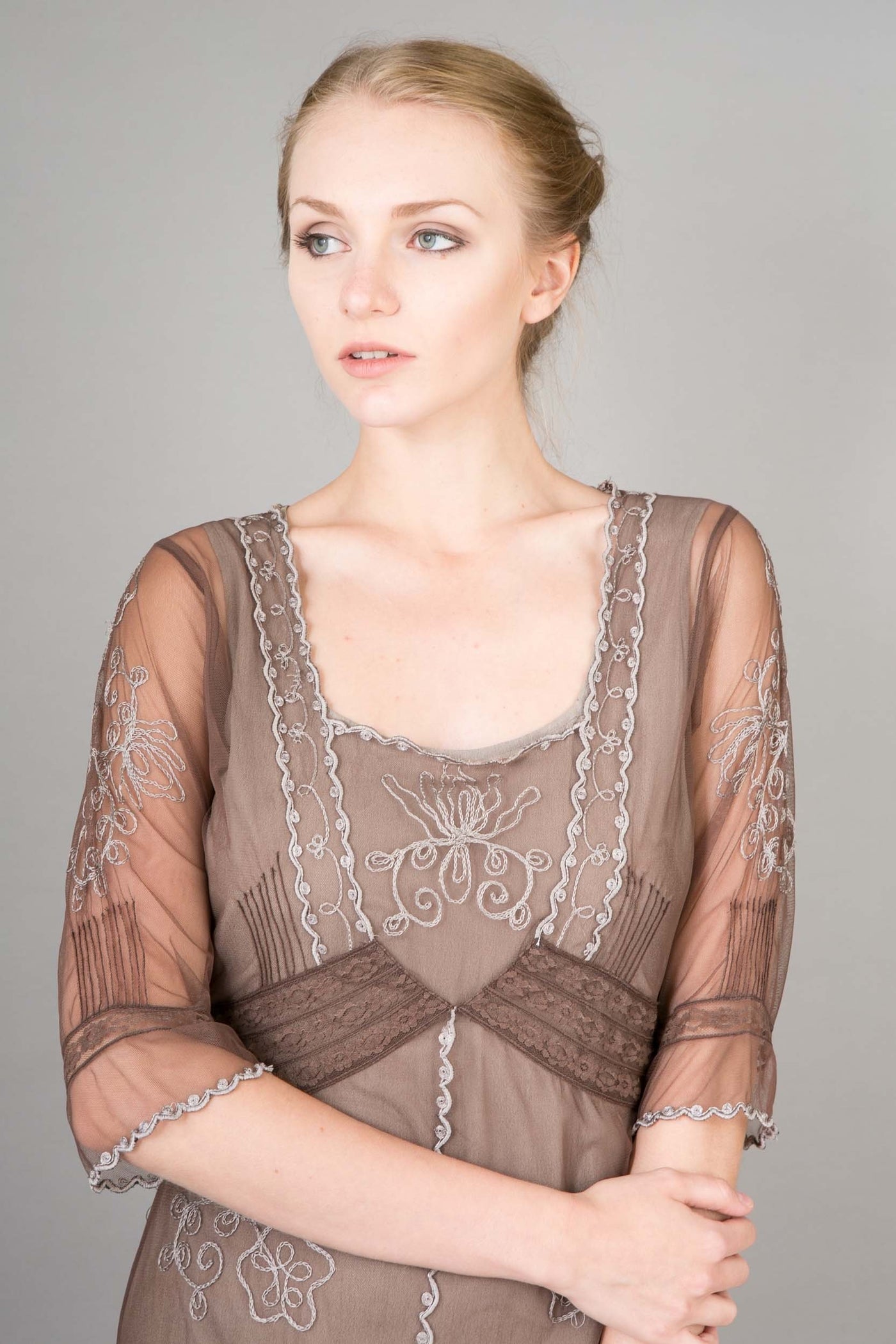 1920s Style Titanic Tea Party Dress in Ash-Chocolate by Nataya