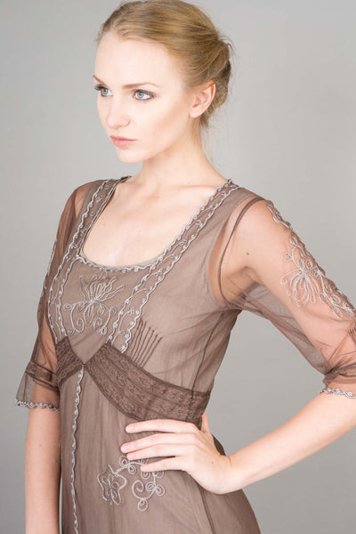 1920s Style Titanic Tea Party Dress in Ash-Chocolate by Nataya