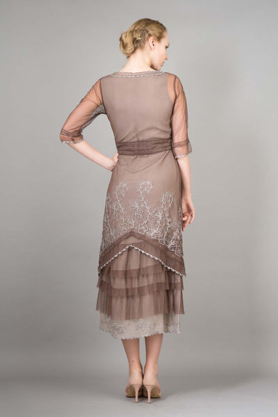 1920s Style Titanic Tea Party Dress in Ash-Chocolate by Nataya